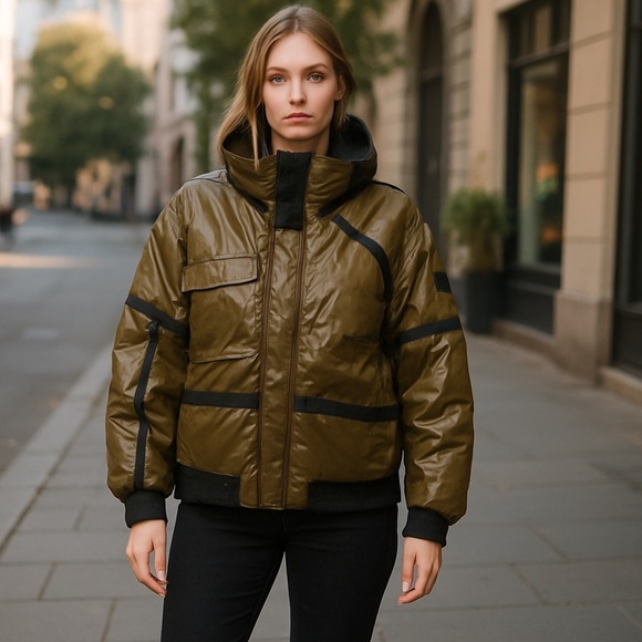 NWOT Free People Movement Vagabond Fleece Olive Green  Oversized Bomber Jacket - Picture 2 of 12